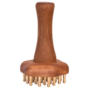 养生女孩 按摩搭子~黄铜经络刷木质手柄疏通按摩梳腿腹部全身通用