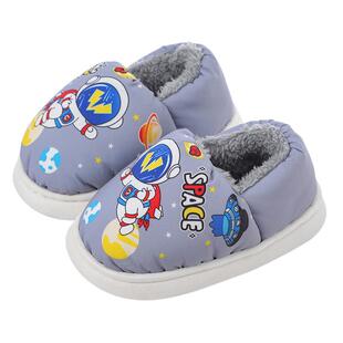 羽绒布防水儿童棉拖鞋包跟秋冬季男童女童室内防滑男女孩宝宝棉鞋