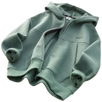 加绒连帽儿童卫衣外套秋冬款