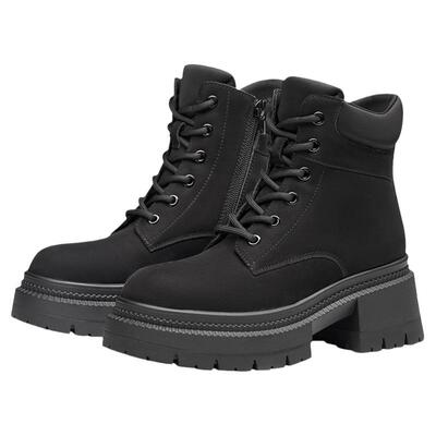 接吻猫马丁靴磨砂牛皮圆头