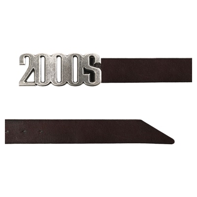 noE金属做旧腰头扣棕色皮带