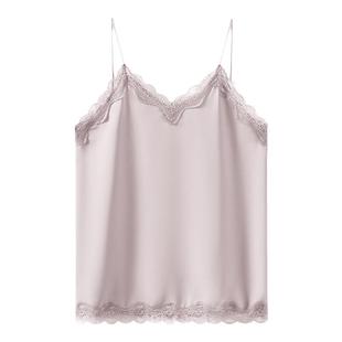 蕾丝性感法式V领真丝吊带背心女夏高级感绸缎面打底西装西服内搭