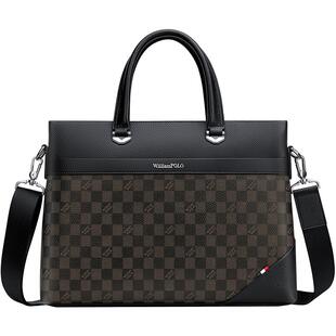 英皇保罗真皮公文包男士软皮斜挎包潮流商务休闲手提包高档电脑包