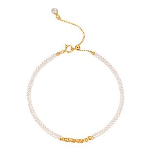 S925纯银碎银子珍珠手链细女款串珠几两绝美轻奢小众精致春夏叠戴