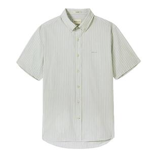 【亚洲版型】GANT/甘特夏男士通勤简约条纹清爽凉感翻领短袖衬衫