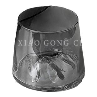 小众设计烟灰富士山杯观山杯家用咖啡杯高级感酒杯威士忌杯玻璃杯