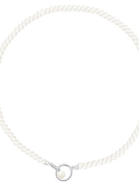 锜一家天然淡水珍珠项链女S925银白色颈链女近正圆精选小姐姐礼物