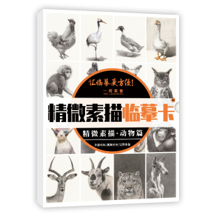 精微素描临摹卡动物篇 8开精微素描动物写实从结构到完整作品写实临摹美术绘画兴趣学基础入门到精通素描动物塑造创意范画临摹卡