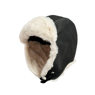 Jodhat大头围雷锋帽男冬季防风护耳保暖加绒复古皮革飞行员帽子女