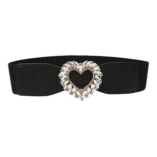 腰带女装饰配裙子高级感镶钻爱心松紧弹力大衣皮带百搭黑束腰腰封