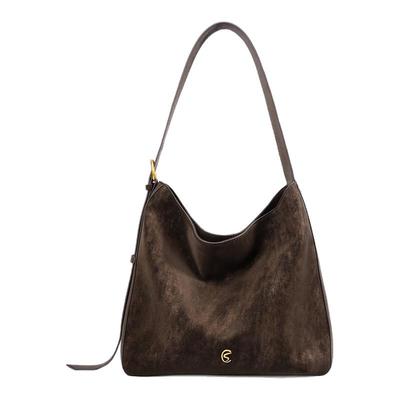 西泊克2025新款复古风牛皮水桶包