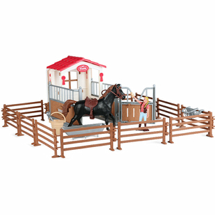 儿童仿真千里马场动物模型玩具静态人仔洗马场景沙盘搭配套装摆件