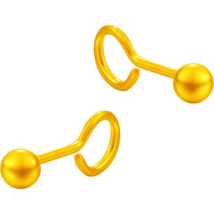 百泰耳饰黄金耳钉女耳针养耳棒小金珠圆珠耳钩足金999光珠耳环