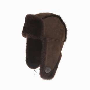 澳洲美利奴羊 皮毛一体 雷锋帽女冬季骑车护耳登山滑雪东北帽子男