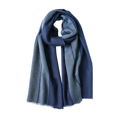 蓝色纯山羊绒围巾男士男式男款2025新款冬季丝巾 100围脖脖套防寒