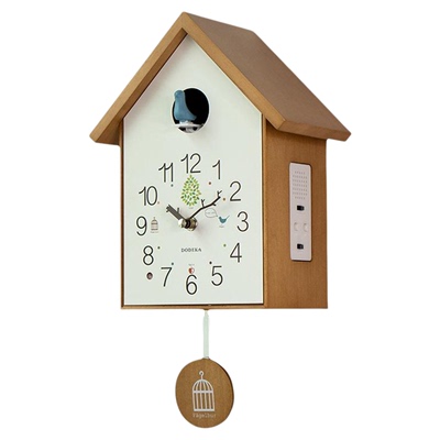 多帝家北欧客厅实木布谷鸟挂钟