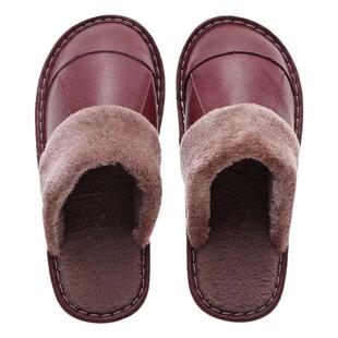 居家皮拖鞋套趾真皮拖鞋保暖情侣冬季缝制鞋牛皮家居室内防滑拖鞋