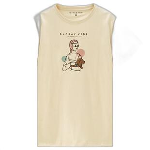 佐丹奴短袖T恤女夏季新款纯棉名画印花文艺风圆领上衣女13324328