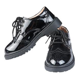 男童西装皮鞋黑色英伦风模特走秀礼服表演儿童西服主持人演出鞋子