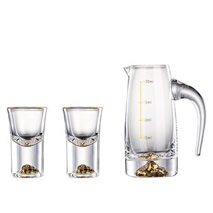 容山堂酒具白酒杯轻奢高档水晶玻璃分酒器刻度家用子弹杯套装礼盒