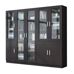 玻璃门书柜现代简约防尘展示柜客厅陈列柜带门窄柜立柜组合收纳柜