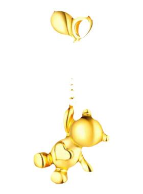 六幅18K黄金气球小熊项链