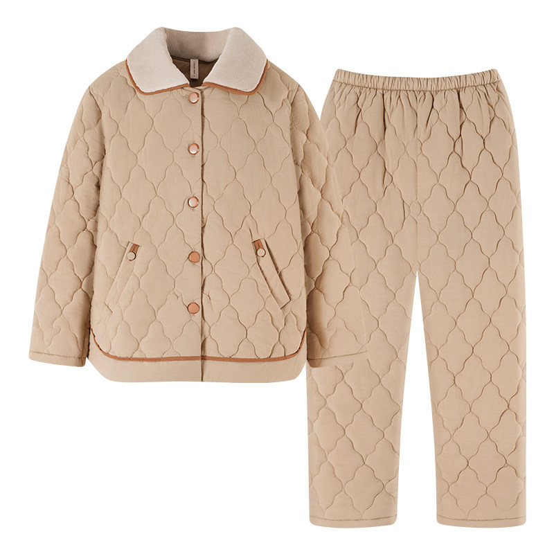 康汝雅冬季加厚纯棉布夹棉家居服