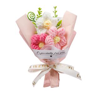 迷你小花束礼物仿真毛线花花朵针织假花艺装饰向日葵生日伴手礼