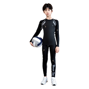回力儿童篮球服秋冬运动套装跑步速干紧身衣打底长袖长裤男童训练