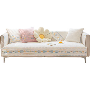 纯棉沙发垫四季通用小清新原木皮沙发套罩盖巾奶油风沙发坐垫夏天