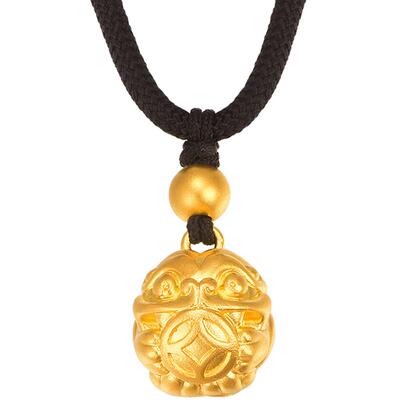 明牌珠宝古法黄金吊坠 天禄抱财足金套链铜钱貔貅AFC0608