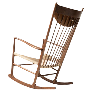 营造空间汉斯摇椅实木带扶手复古高靠背懒人躺椅阳台户外摇摇椅