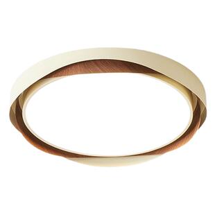 全光谱日式胡桃木色卧室灯复古中古风木纹护眼灯书房房间吸顶灯具