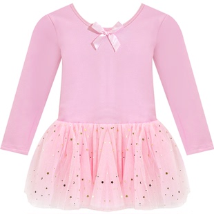 舞蹈服儿童女秋冬芭蕾舞裙长袖加绒连体裙演出服女童中国舞练功服