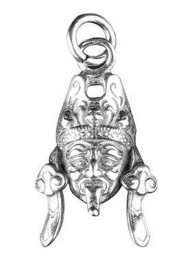 S925银藏传扎基拉姆女财神立体浮雕吊坠文玩珠串卡子侧挂吊牌配件