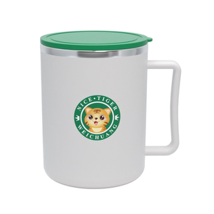 双层隔热马克杯卡通可爱保温杯咖啡杯500ML带盖把手304杯子礼品杯