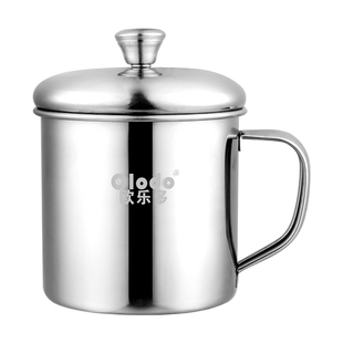 五星家用304不锈钢水杯带盖幼儿园学生口杯带手柄杯儿童水杯家用