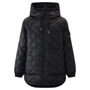 【95白鸭绒】库恩玛维菱格双拉链羽绒服女2025年冬季新款保暖外套