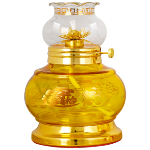 酥油灯供灯防风玻璃油灯调火莲花供佛长明灯盏座家用点灯佛前财神