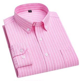 啄木鸟100%纯棉格子衬衫男中年长袖商务休闲宽松春季全棉爸爸衬衣