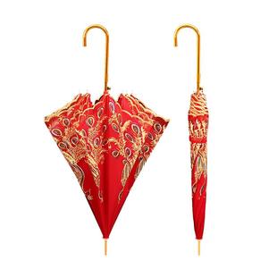 结婚红伞婚伞新娘伞红色出嫁伞婚庆用中式婚礼长柄出门红雨伞喜伞