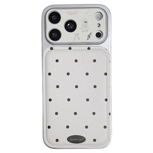 美牧ins韩风简约黑色波点适用苹果17promax手机壳iphone16新款15电镀皮质17pro秋冬14小众女16高级感15pm全包