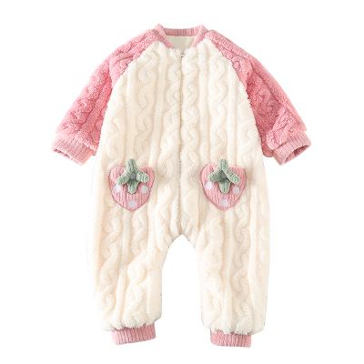 女童珊瑚绒双层加厚连体睡袋冬款