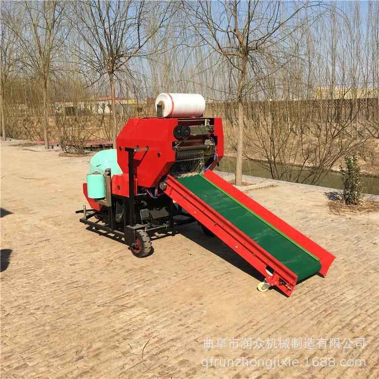 黄储牛羊饲料打捆包膜机 移动秸秆打捆机 稻草秸秆揉搓打捆包膜机