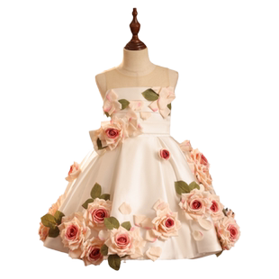 2025新款花仙子女童公主裙礼服小女孩主持人走秀钢琴演出服蓬蓬裙