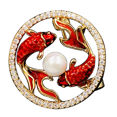 双嬉锦鲤高档精致胸针