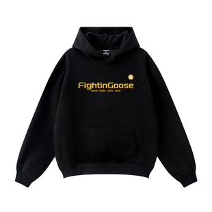 FIGHTINGOOSE基础logo字母印花美式卫衣男国潮学院风情侣带帽上衣