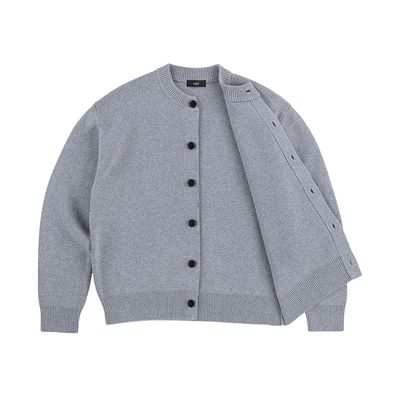 IDLT 宽松 羊毛圆领纽扣针织开衫落肩外套男女简约cleanfit街头潮