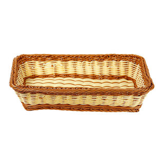 仿藤编加高长方收纳筐水果面包沥水生鲜果蔬商超三明治馒头收纳篮