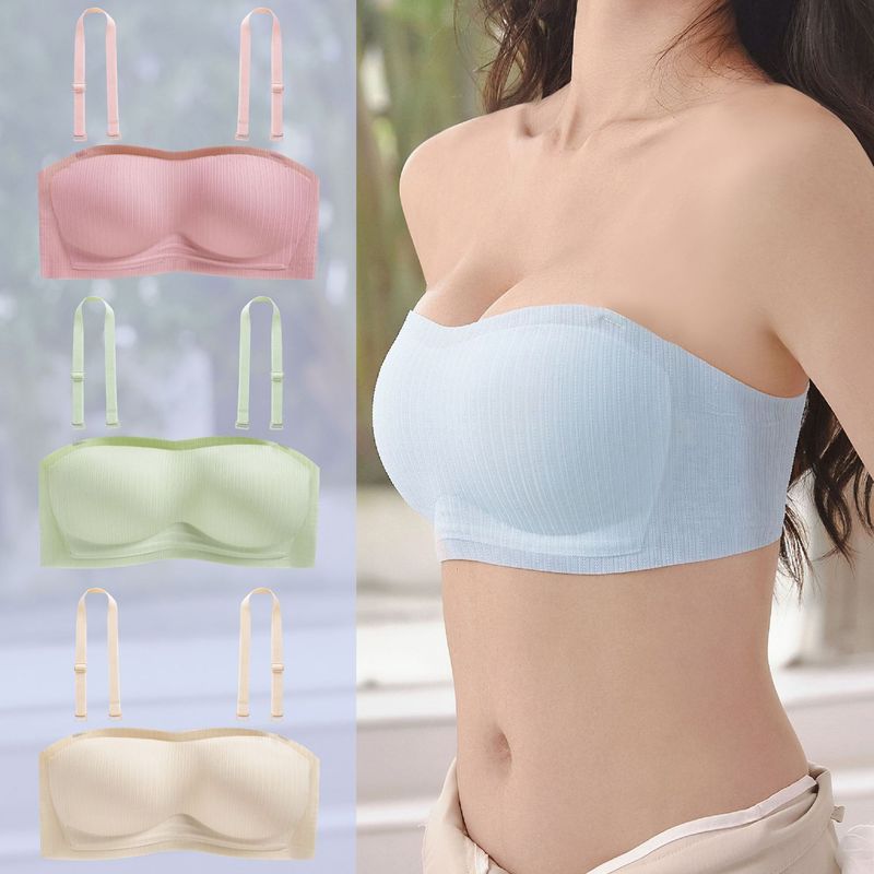 高质量优质无肩带内衣女无痕小胸果冻条裹胸文胸女防滑隐形抹胸式